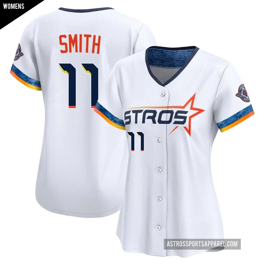 Women's Houston Astros ＃11 Cam Smith Limited White 2025 City Connect Jersey