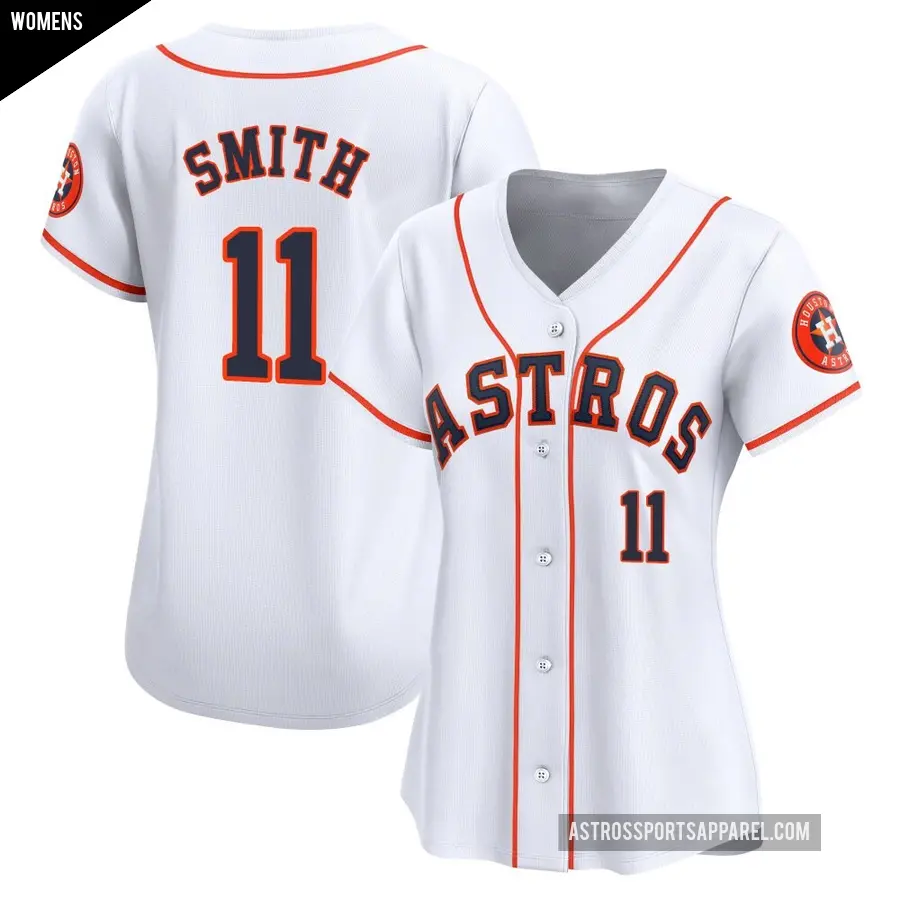 Women's Houston Astros ＃11 Cam Smith Limited White Home Jersey
