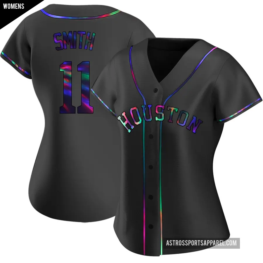 Women's Houston Astros ＃11 Cam Smith Replica Black Holographic Alternate Jersey