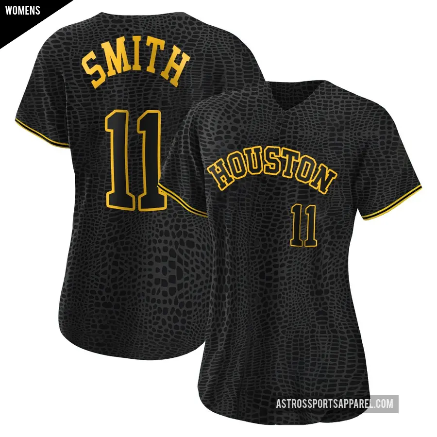 Women's Houston Astros ＃11 Cam Smith Replica Black Snake Skin City Jersey