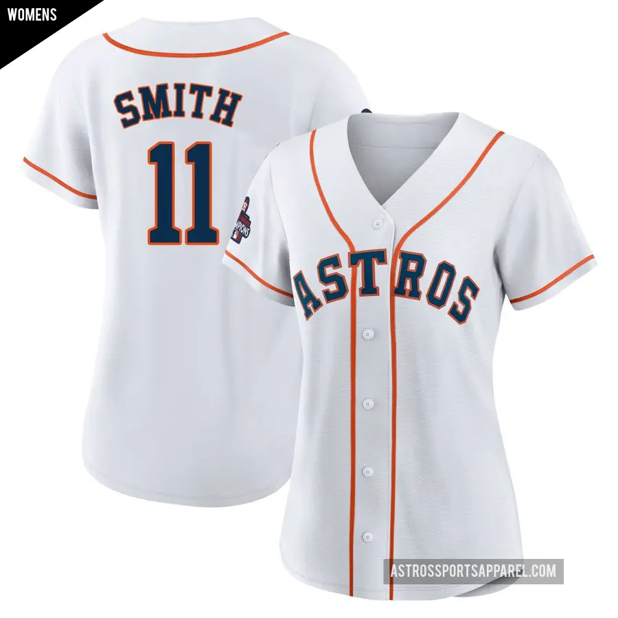 Women's Houston Astros ＃11 Cam Smith Replica White 2022 World Series Champions Home Jersey