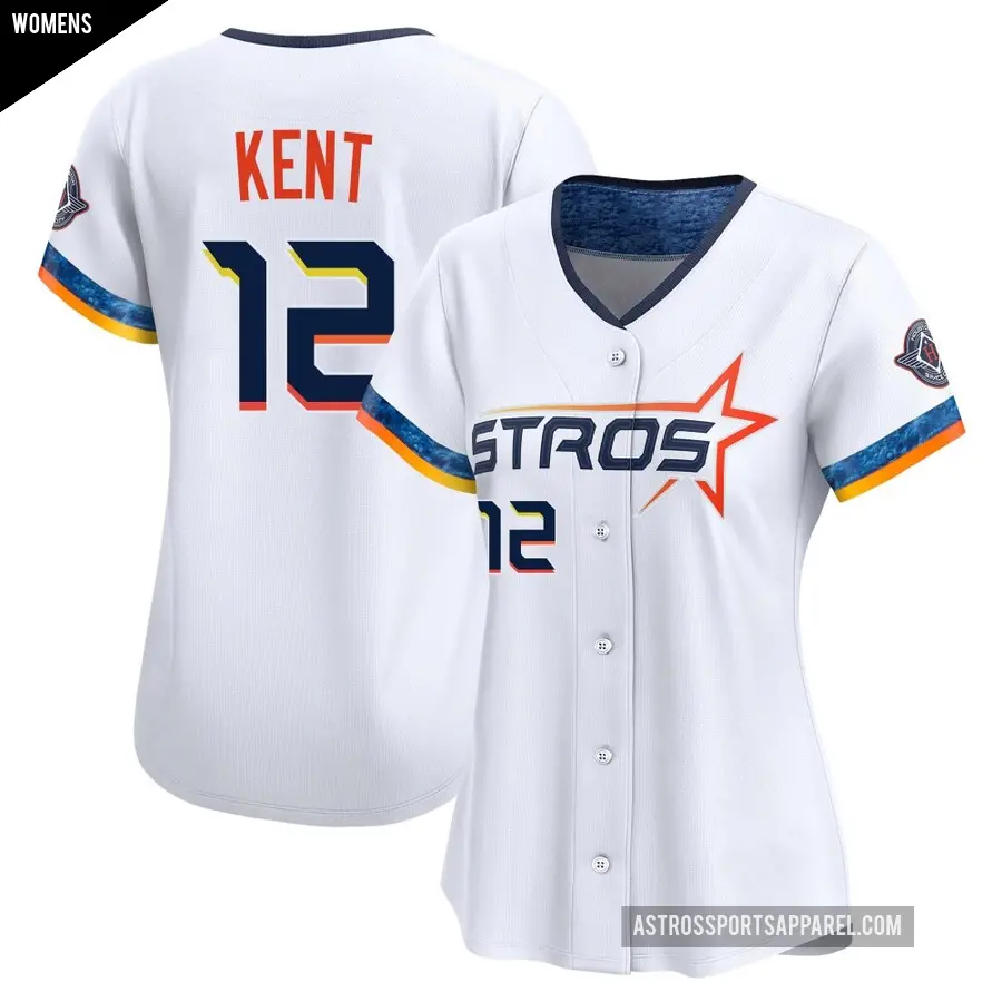 Women's Houston Astros ＃12 Jeff Kent Limited White 2025 City Connect Jersey