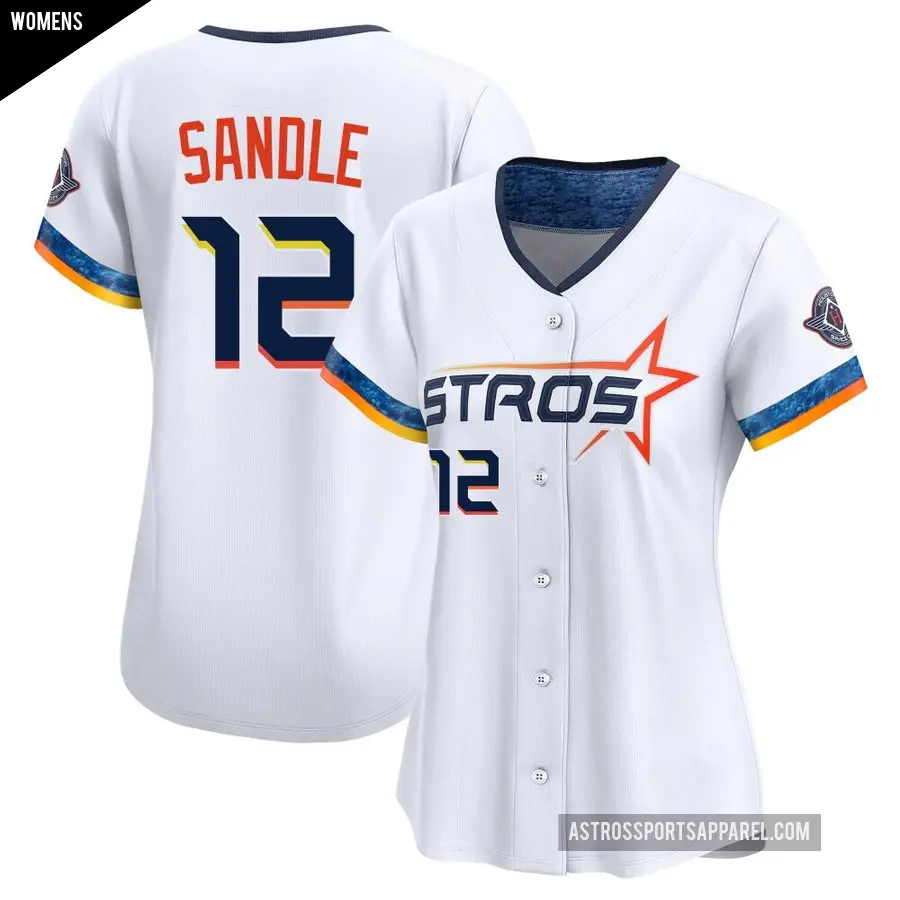 Women's Houston Astros ＃12 Michael Sandle Limited White 2025 City Connect Jersey