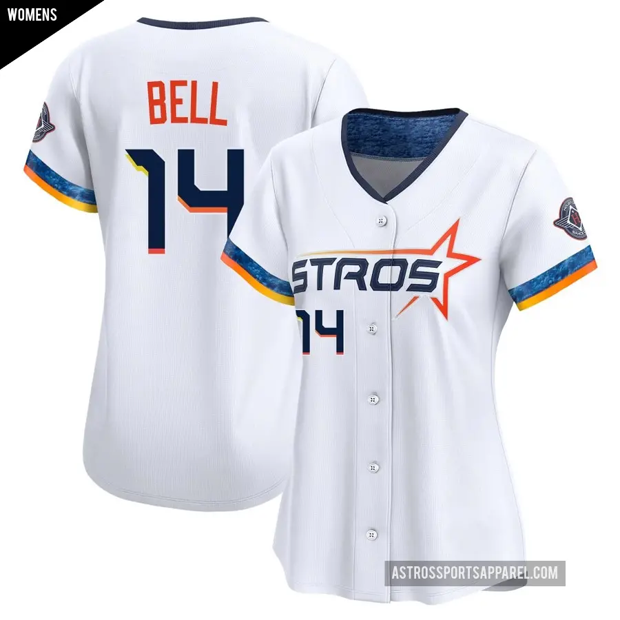 Women's Houston Astros ＃14 Derek Bell Limited White 2025 City Connect Jersey