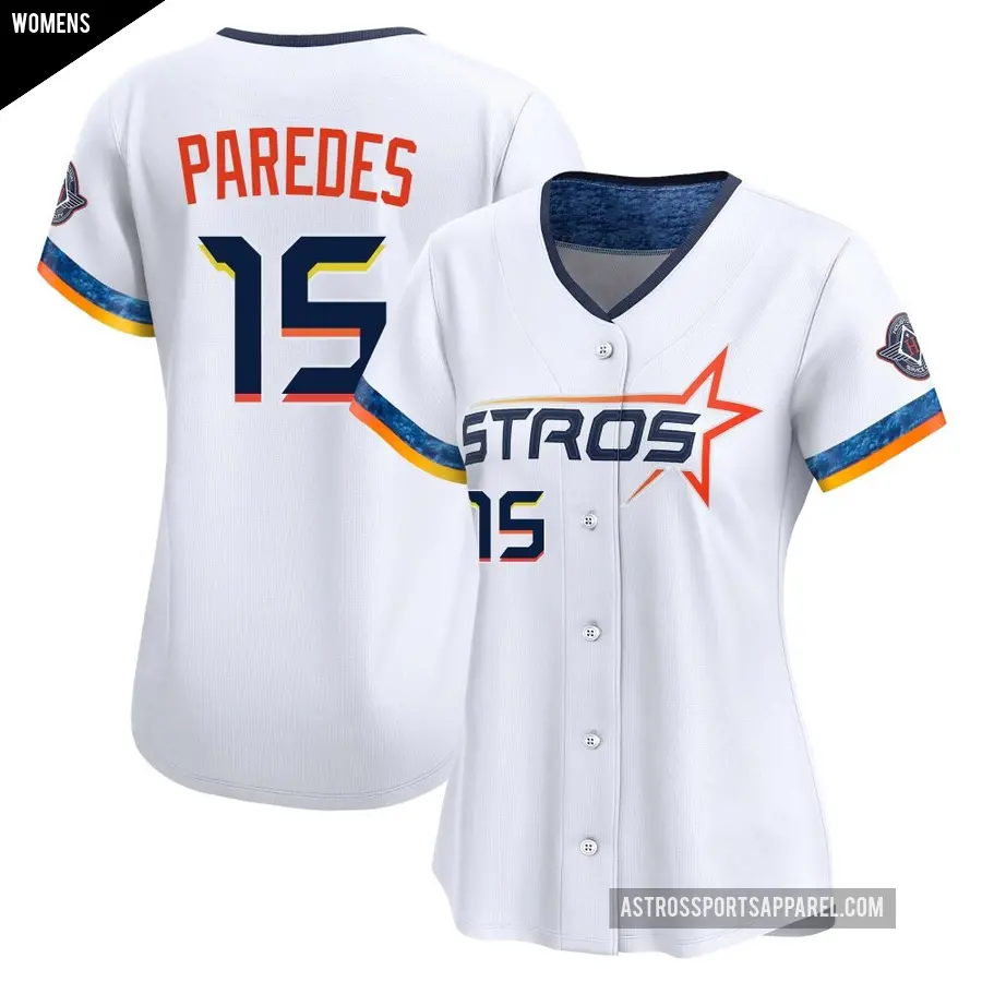 Women's Houston Astros ＃15 Isaac Paredes Limited White 2025 City Connect Jersey