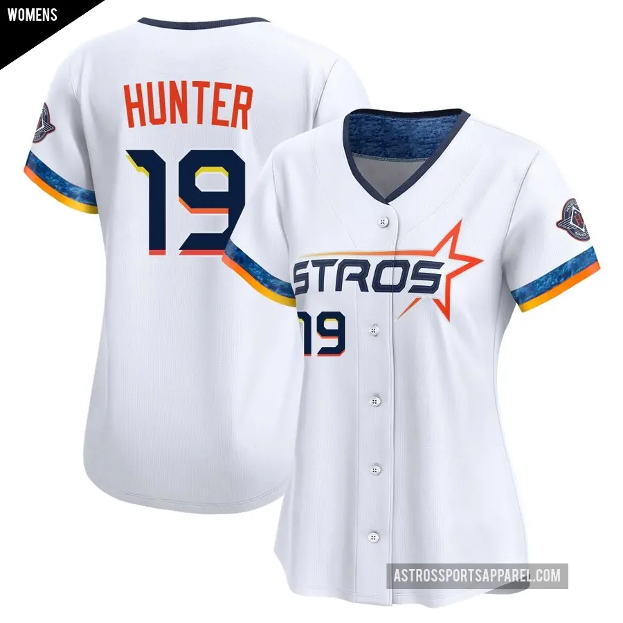 Women's Houston Astros ＃19 Brian Hunter Limited White 2025 City Connect Jersey