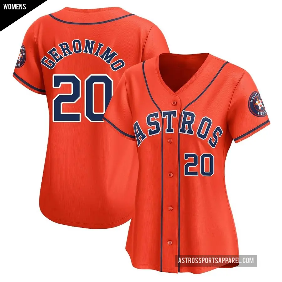 Women's Houston Astros ＃20 Cesar Geronimo Limited Orange Alternate Jersey