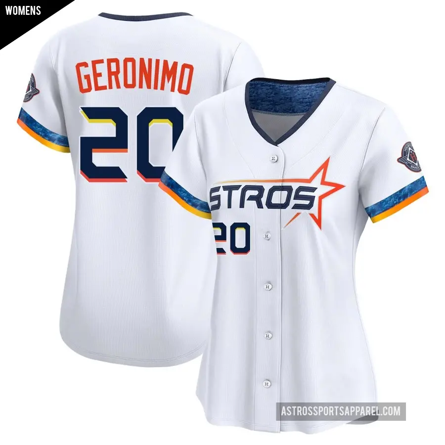 Women's Houston Astros ＃20 Cesar Geronimo Limited White 2025 City Connect Jersey