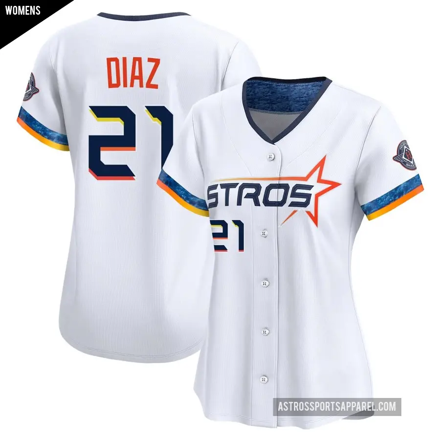 Women's Houston Astros ＃21 Yainer Diaz Limited White 2025 City Connect Jersey