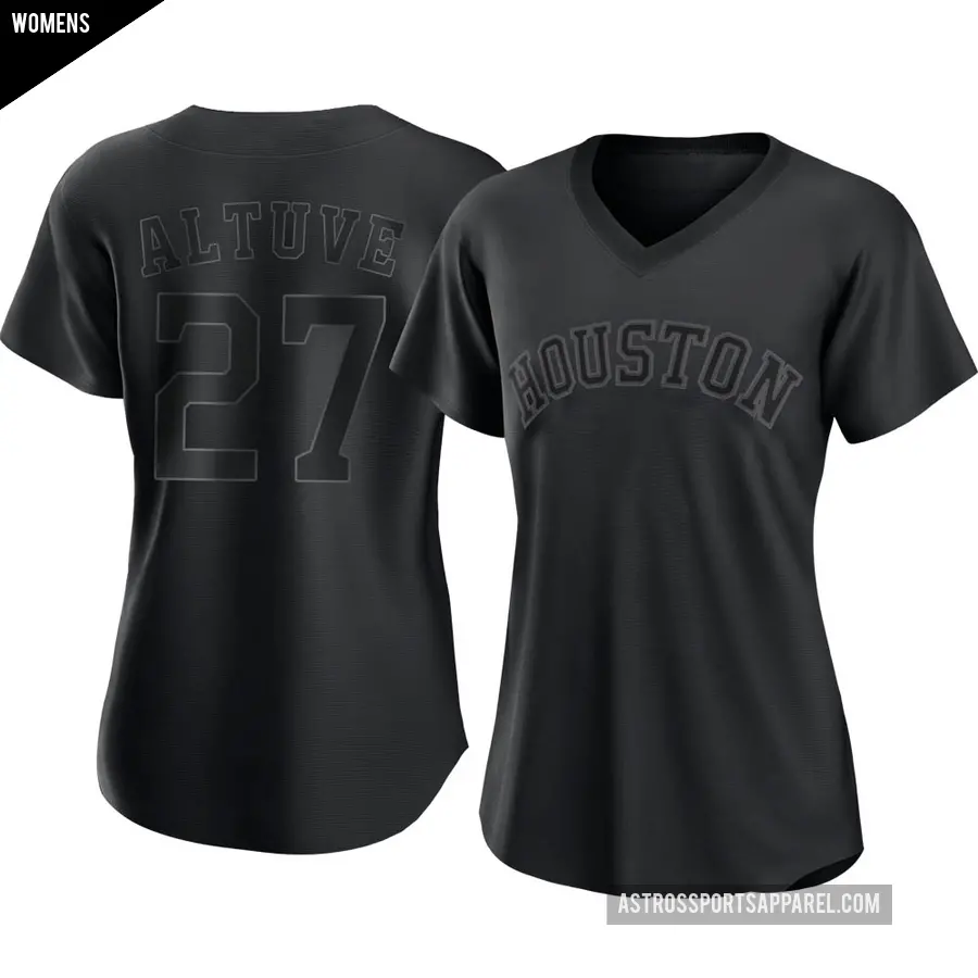 Women's Houston Astros ＃27 Jose Altuve Replica Black Pitch Fashion Jersey