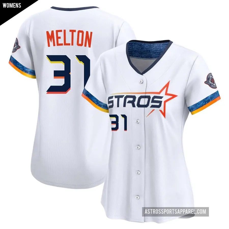 Women's Houston Astros ＃31 Jacob Melton Limited White 2025 City Connect Jersey