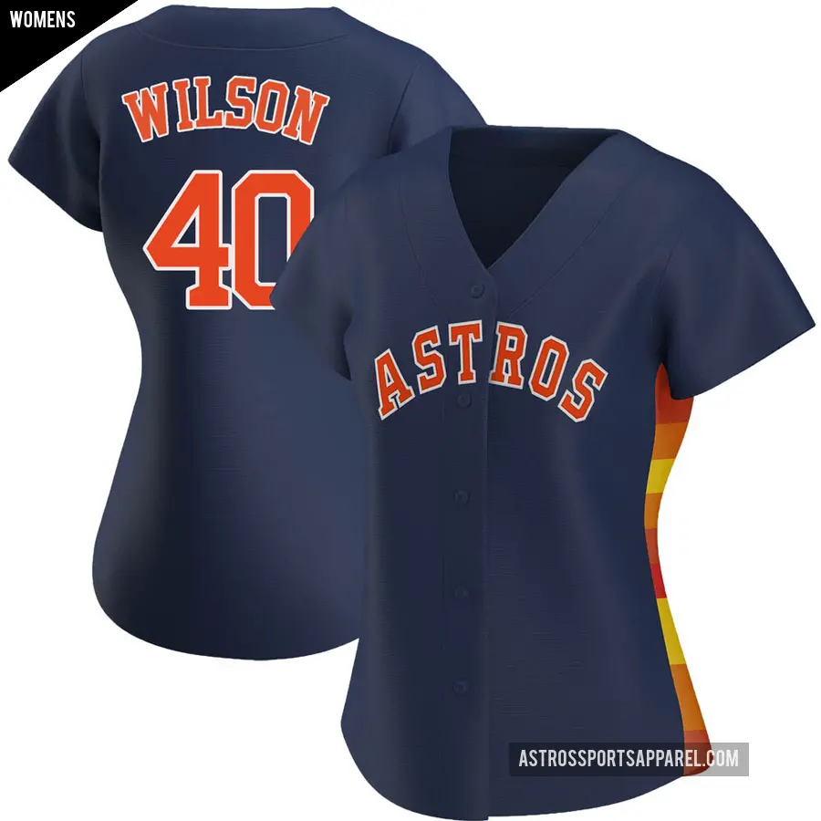 Women's Houston Astros ＃40 Don Wilson Authentic Navy Alternate Jersey