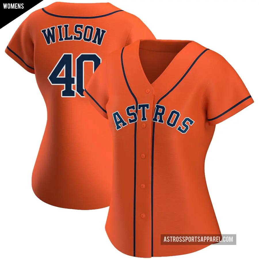 Women's Houston Astros ＃40 Don Wilson Authentic Orange Alternate Jersey