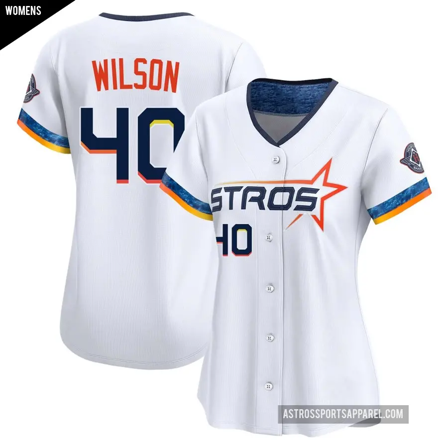 Women's Houston Astros ＃40 Don Wilson Limited White 2025 City Connect Jersey