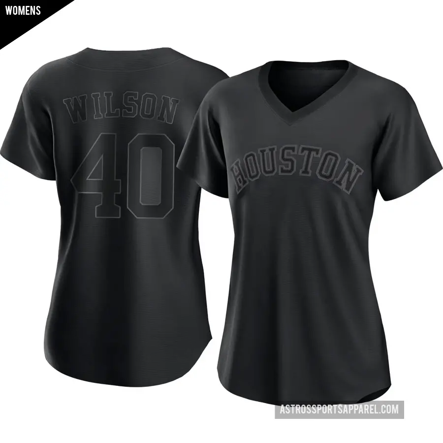 Women's Houston Astros ＃40 Don Wilson Replica Black Pitch Fashion Jersey