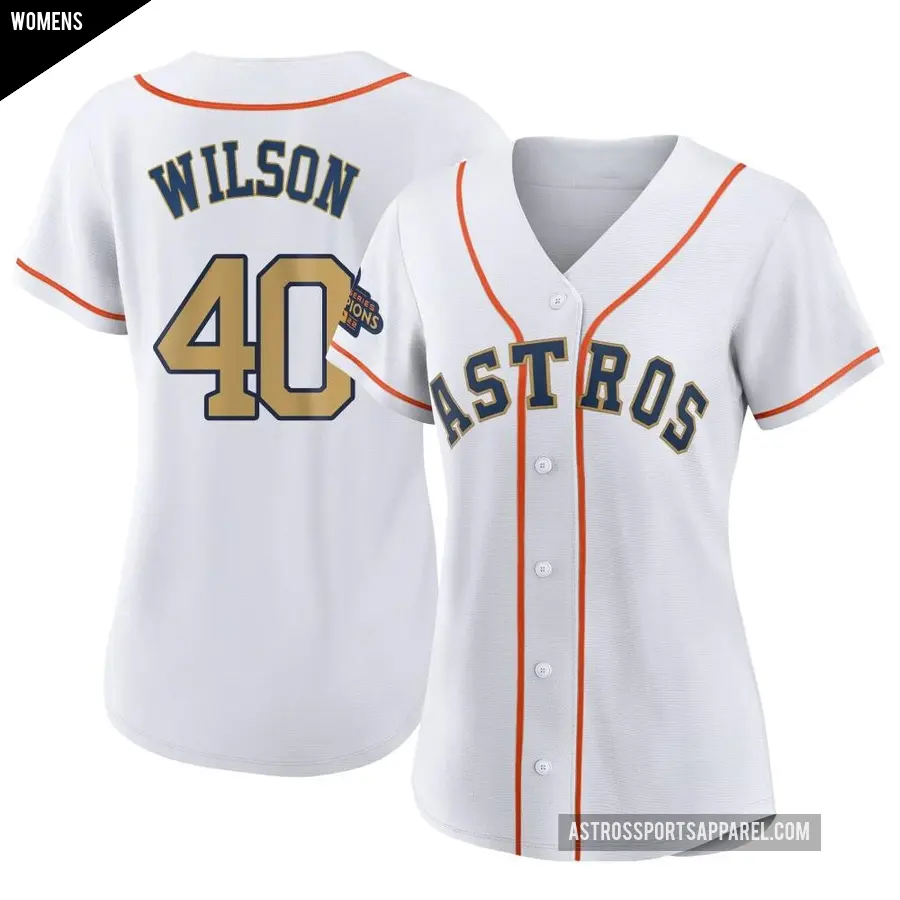 Women's Houston Astros ＃40 Don Wilson Replica Gold White 2023 Collection Jersey