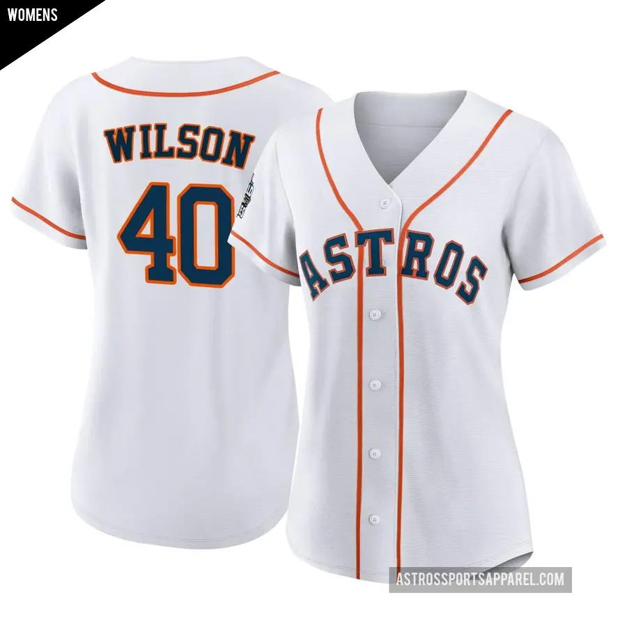 Women's Houston Astros ＃40 Don Wilson Replica White 2022 World Series Home Jersey