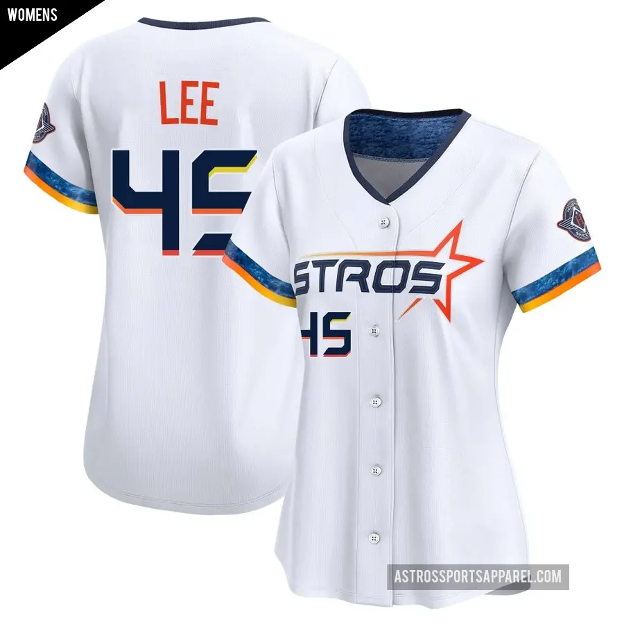 Women's Houston Astros ＃45 Carlos Lee Limited White 2025 City Connect Jersey