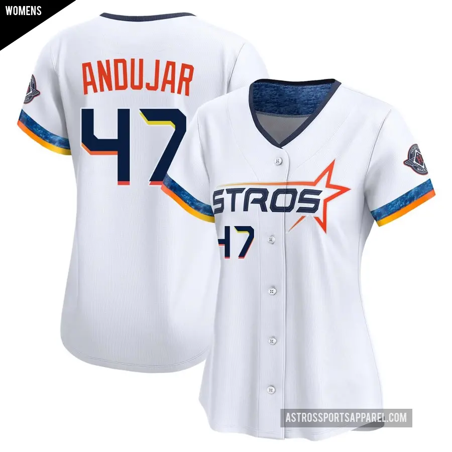 Women's Houston Astros ＃47 Joaquin Andujar Limited White 2025 City Connect Jersey