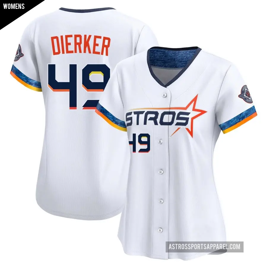 Women's Houston Astros ＃49 Larry Dierker Limited White 2025 City Connect Jersey