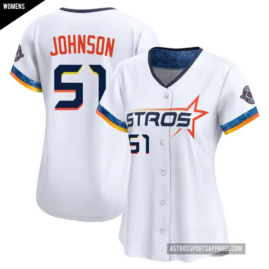 Women's Houston Astros ＃51 Randy Johnson Limited White 2025 City Connect Jersey