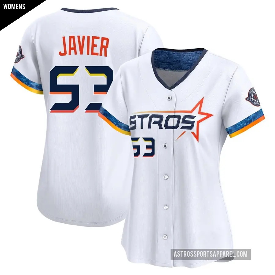 Women's Houston Astros ＃53 Cristian Javier Limited White 2025 City Connect Jersey