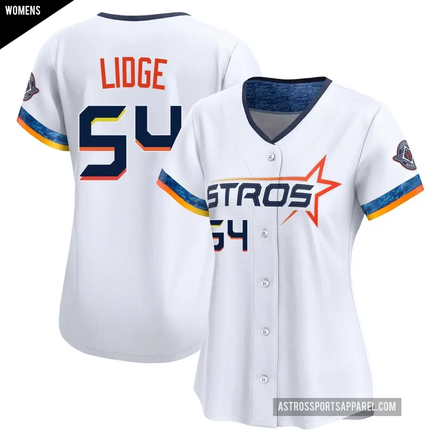 Women's Houston Astros ＃54 Brad Lidge Limited White 2025 City Connect Jersey