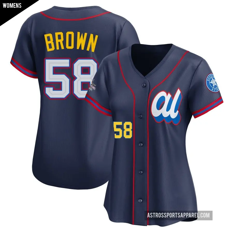 Women's Houston Astros ＃58 Hunter Brown Limited Brown American League Navy 2025 All-Star Edition Jersey