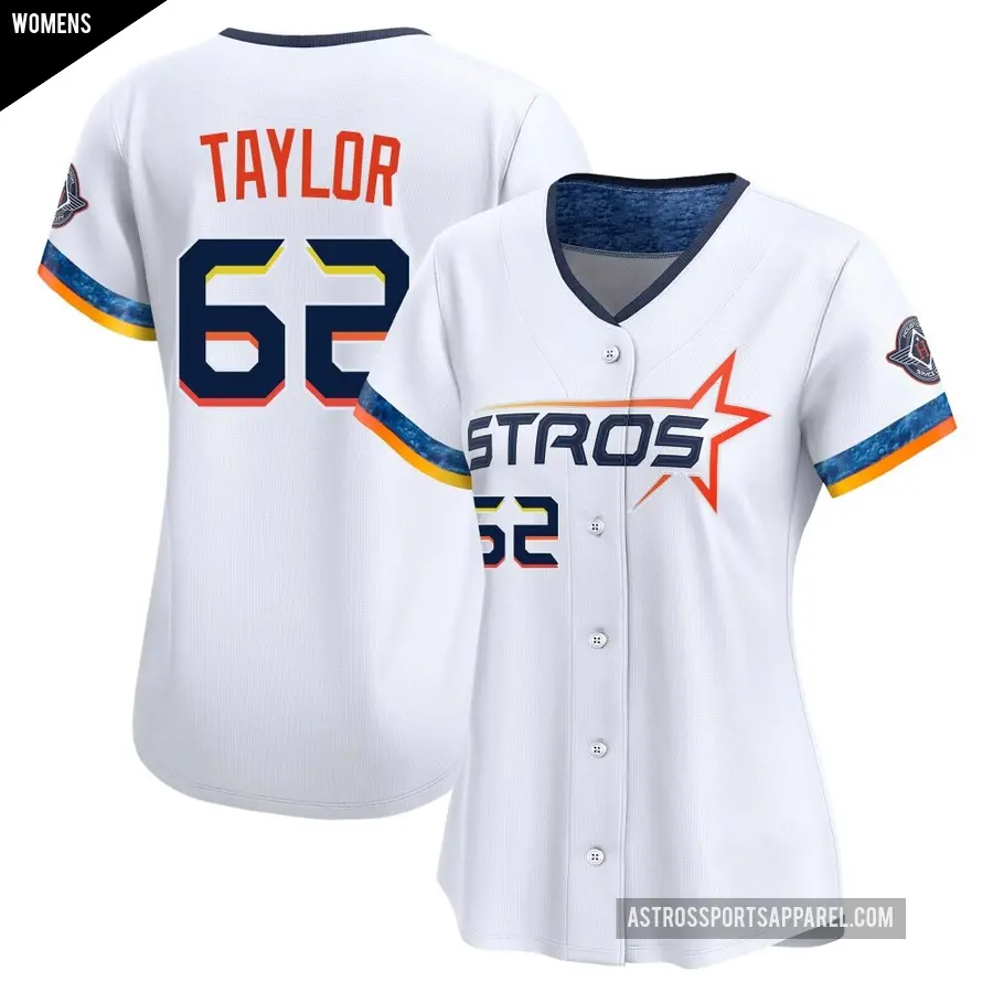 Women's Houston Astros ＃62 Blake Taylor Limited White 2025 City Connect Jersey