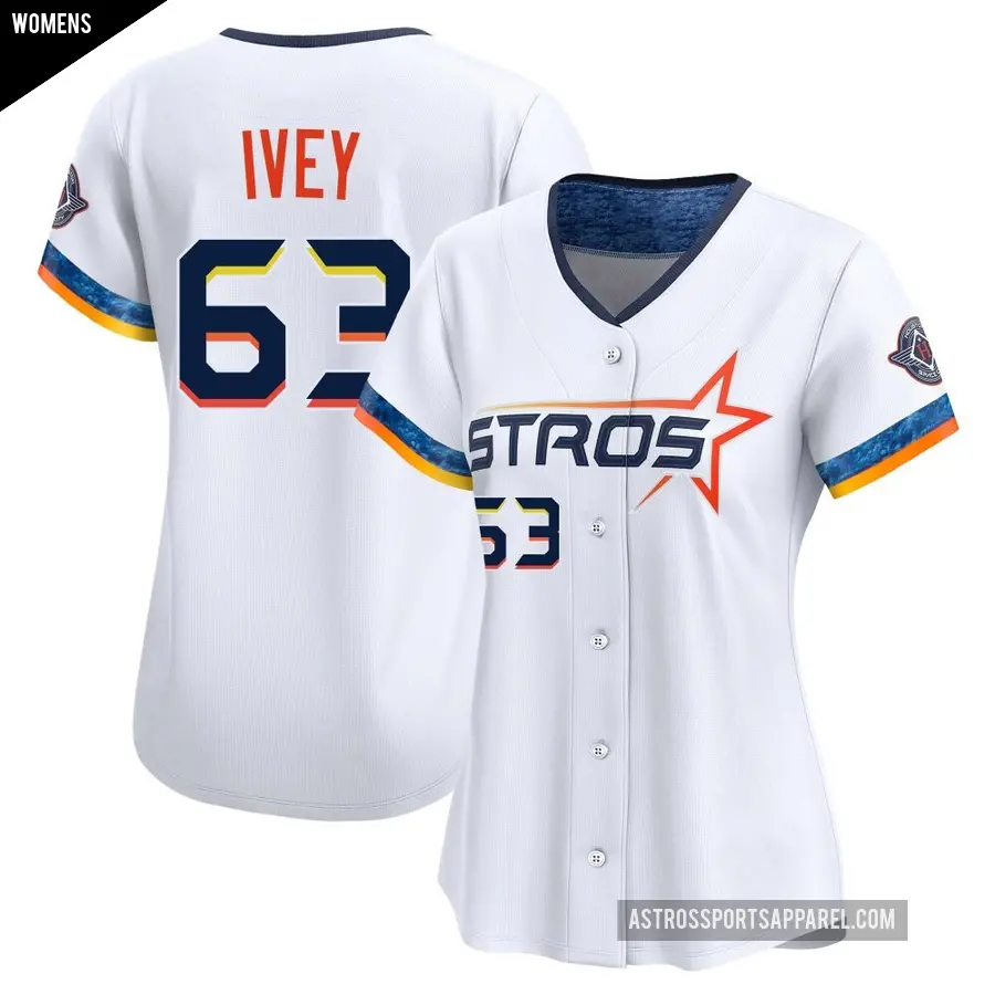 Women's Houston Astros ＃63 Tyler Ivey Limited White 2025 City Connect Jersey