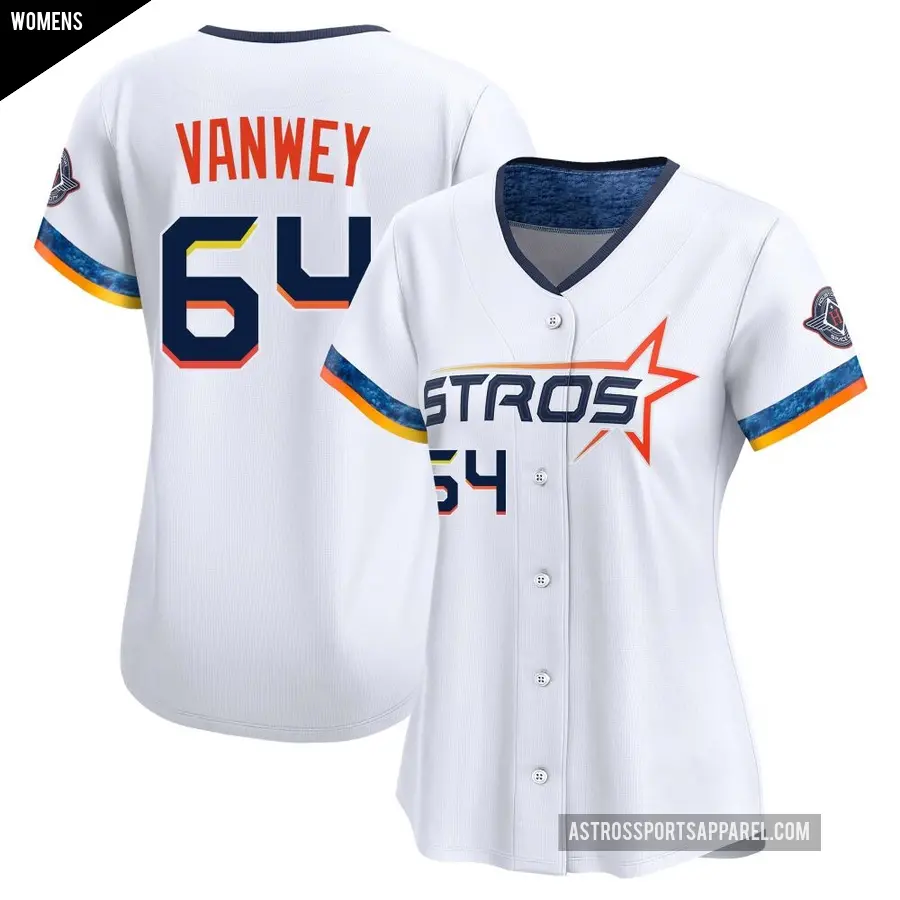 Women's Houston Astros ＃64 Logan VanWey Limited White 2025 City Connect Jersey