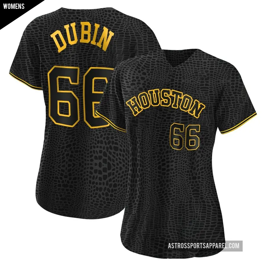 Women's Houston Astros ＃66 Shawn Dubin Replica Black Snake Skin City Jersey