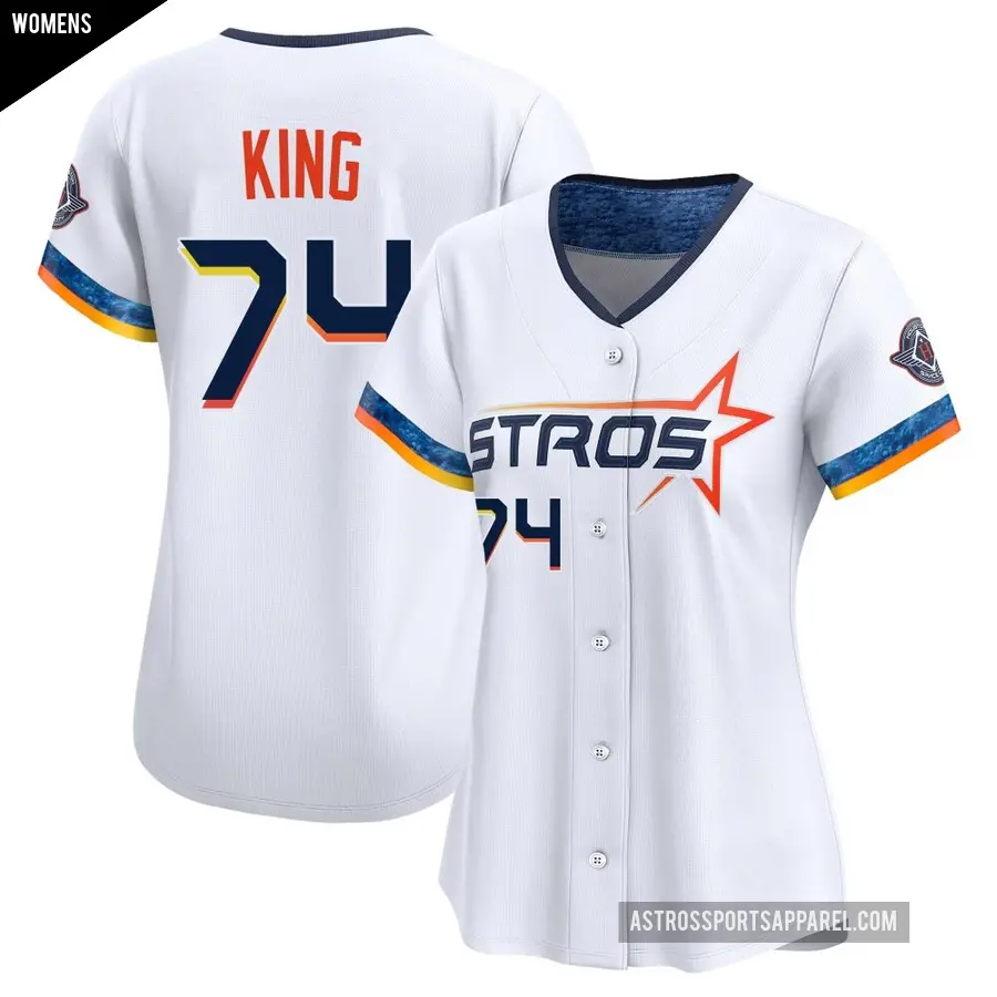 Women's Houston Astros ＃74 Bryan King Limited White 2025 City Connect Jersey