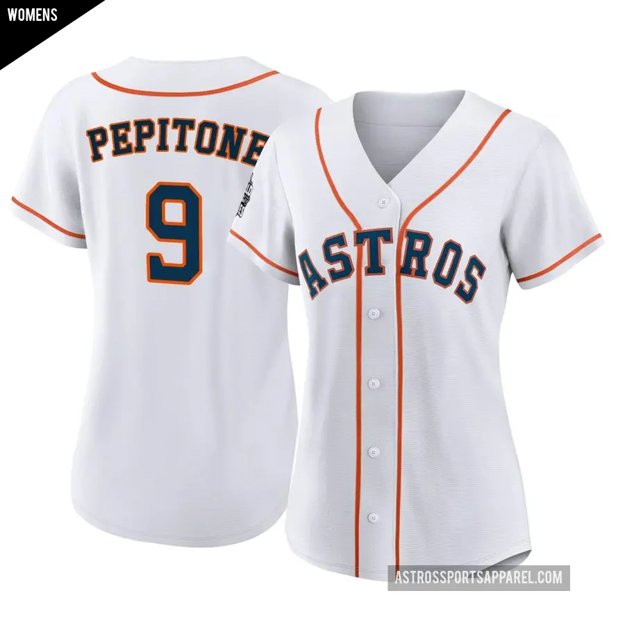 Women's Houston Astros ＃9 Joe Pepitone Authentic White 2022 World Series Home Jersey