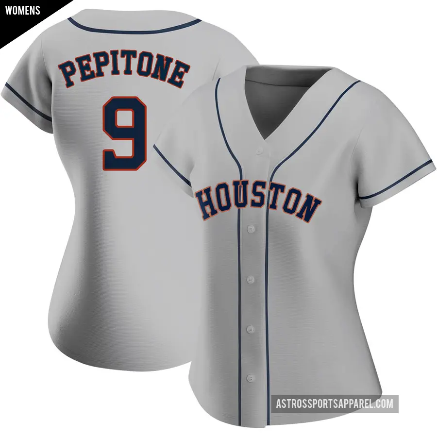 Women's Houston Astros ＃9 Joe Pepitone Replica Gray Road 2020 Jersey