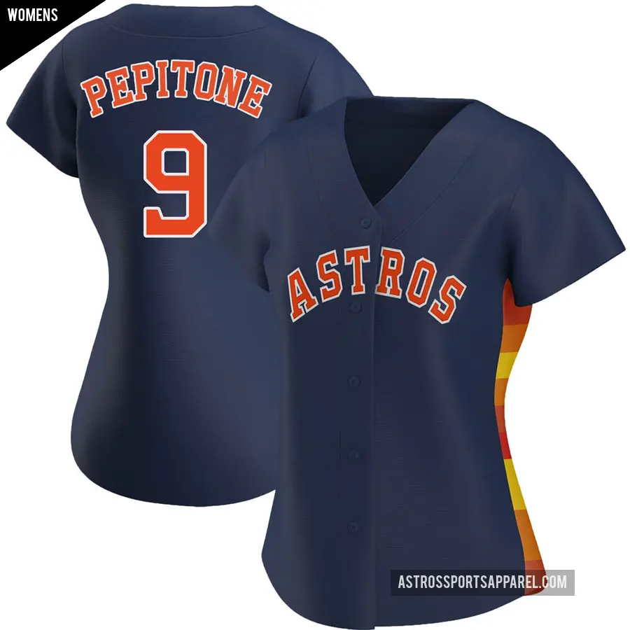 Women's Houston Astros ＃9 Joe Pepitone Replica Navy Alternate Jersey