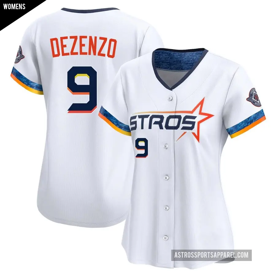 Women's Houston Astros ＃9 Zach Dezenzo Limited White 2025 City Connect Jersey