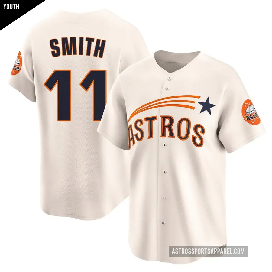 Youth Houston Astros ＃11 Cam Smith Limited Cream Throwback Cooperstown Collection Jersey