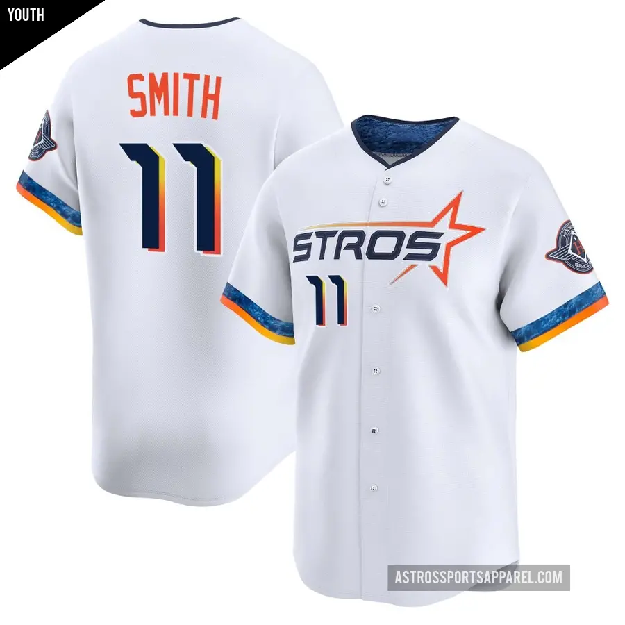 Youth Houston Astros ＃11 Cam Smith Limited White 2025 City Connect Jersey