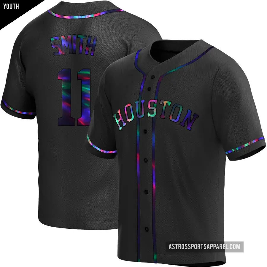 Youth Houston Astros ＃11 Cam Smith Replica Black Holographic Alternate Jersey