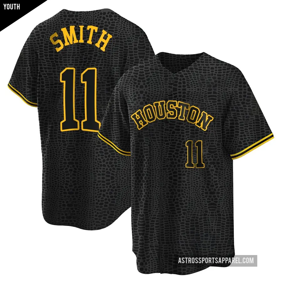 Youth Houston Astros ＃11 Cam Smith Replica Black Snake Skin City Jersey