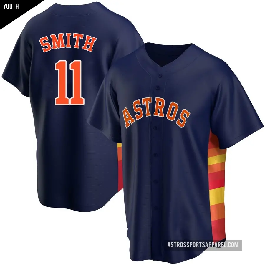 Youth Houston Astros ＃11 Cam Smith Replica Navy Alternate Jersey
