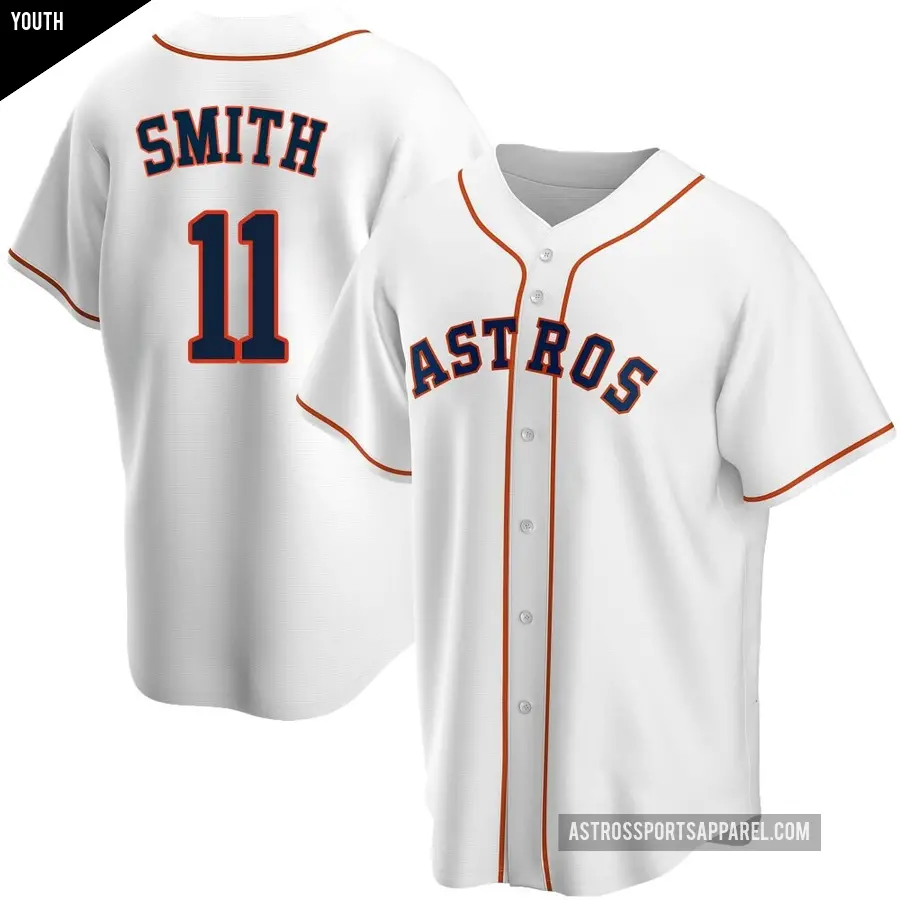 Youth Houston Astros ＃11 Cam Smith Replica White Home Jersey