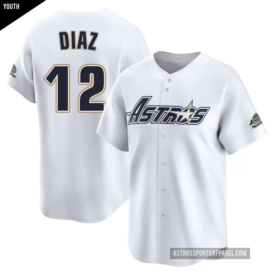 Youth Houston Astros ＃12 Aledmys Diaz Limited White Throwback Cooperstown Collection Jersey