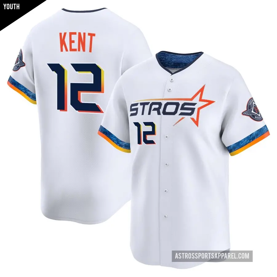 Youth Houston Astros ＃12 Jeff Kent Limited White 2025 City Connect Jersey