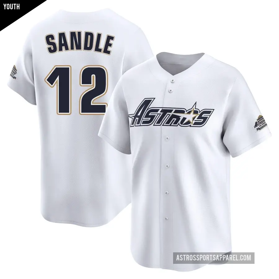 Youth Houston Astros ＃12 Michael Sandle Limited White Throwback Cooperstown Collection Jersey