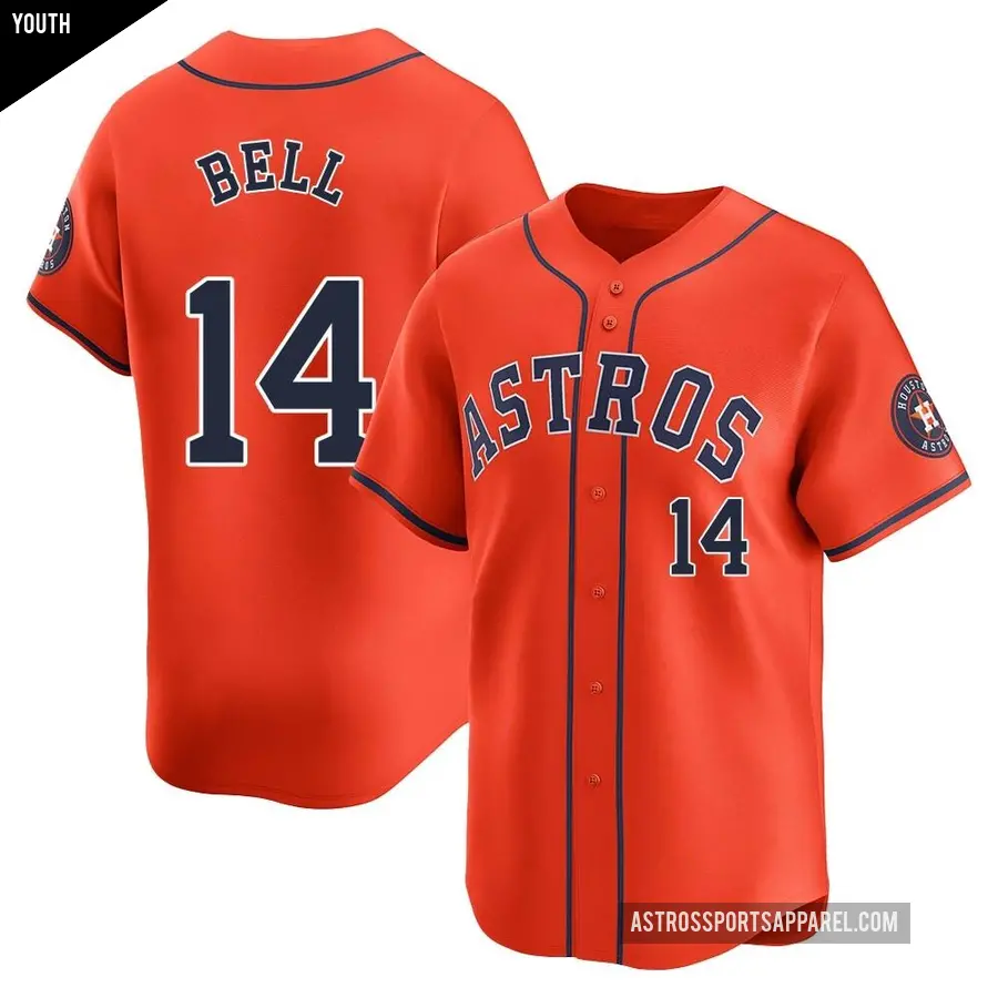 Youth Houston Astros ＃14 Derek Bell Limited Orange Alternate Jersey