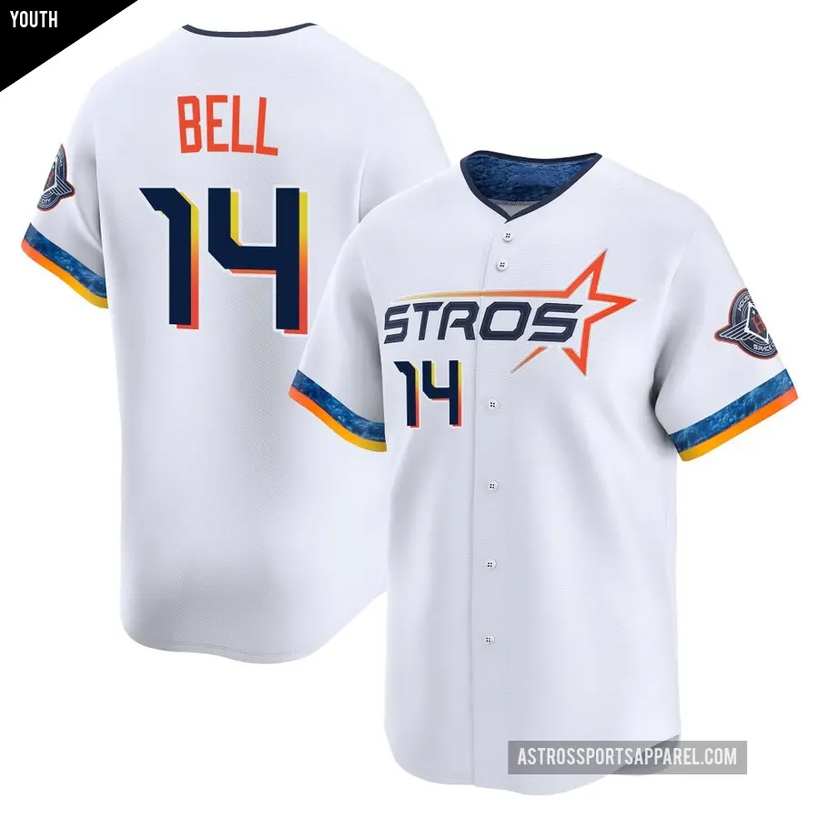 Youth Houston Astros ＃14 Derek Bell Limited White 2025 City Connect Jersey