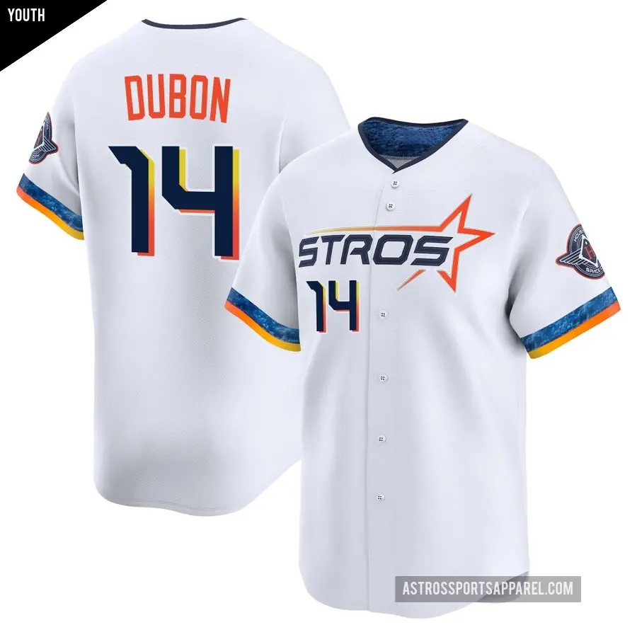 Youth Houston Astros ＃14 Mauricio Dubon Limited White 2025 City Connect Jersey