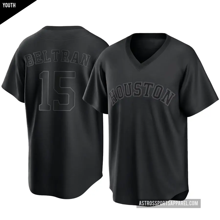 Youth Houston Astros ＃15 Carlos Beltran Replica Black Pitch Fashion Jersey